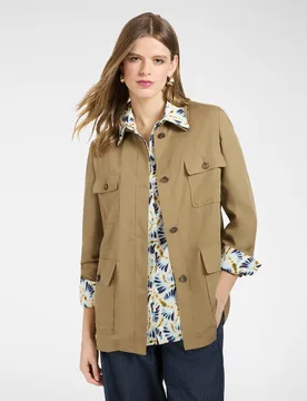 Sahariana de mujer en tencel con cinturón línea regular con cierre de botones y cinturón en la cintura para anudar - Elena Miró - FashionsVida