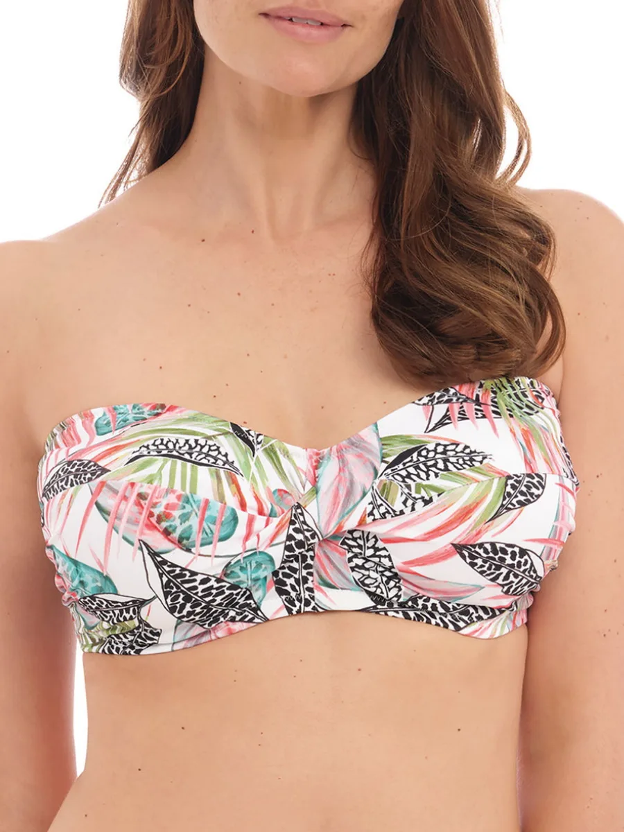 Womens Tobago Bandeau Bikini Top - Melon - White Nylon - Size 32d - Fantasie - FashionsVida
