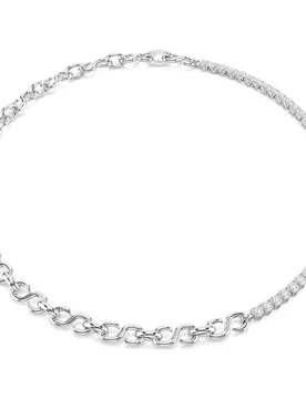 Collana Matrix, Forma a “S”, Taglio Round, Bianca, Placcato rodio OS - Swarovski - FashionsVida