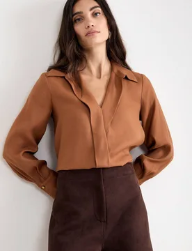 Women's Rihannon Wrap Shirt in Light Brown Size: 8 - Light Brown - Size: 8 - Phase Eight - FashionsVida