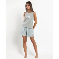 Pijama corto de mujer de punto de algodón en color