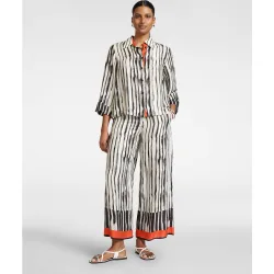 Pantalones de mujer palazzo de viscosa estampados cierre con cremallera cintura elástica