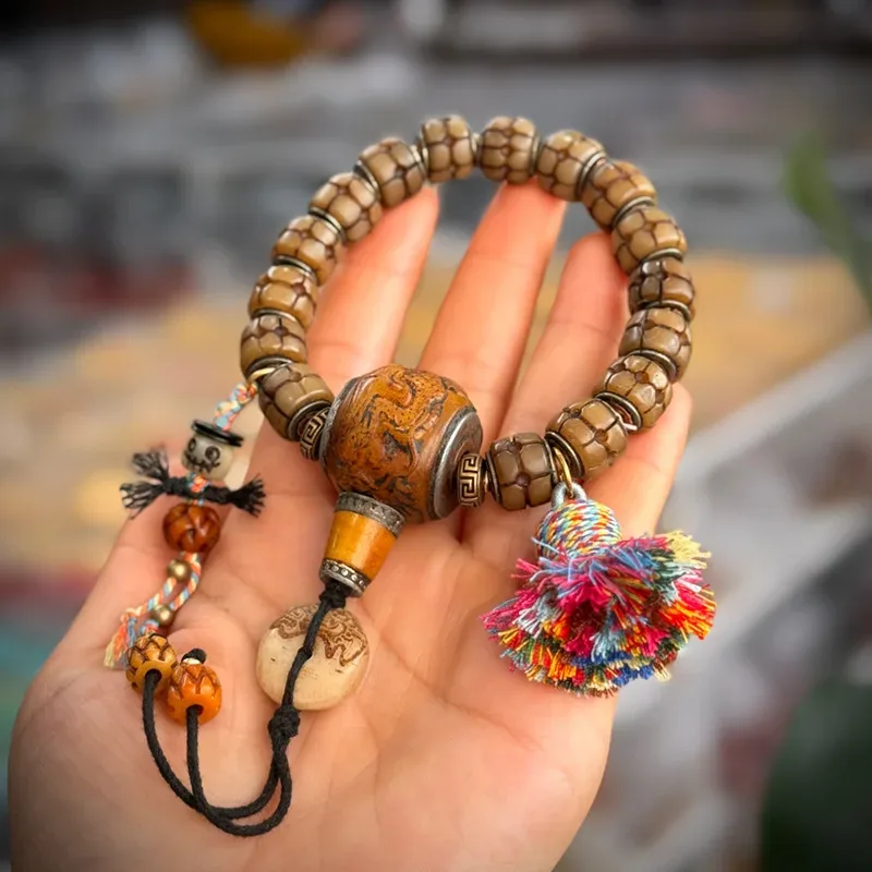 Tibetan return bone barrel bead carving old silver inlaid playthings strings single circle agate dzi material copper card - Aliexpress - FashionsVida