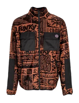 Felpa Collo Alto Uomo Tribe Full Zipper Fleece Rust - FUNKY - FashionsVida