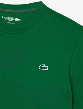 Camiseta de hombre deportiva con estampado de cocodrilo ultra dry en blanco de manga corta - Lacoste - FashionsVida