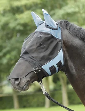Fliegenmaske FLY COVER PRO hellblau/schwarz SH - Busse - FashionsVida
