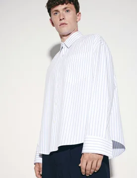 Oversized Fashion-Hemd Gestreift Blau M - Seidensticker - FashionsVida