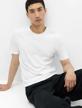 Slim Fit Pure Cotton Crew Neck T-Shirt White male - M&S - FashionsVida