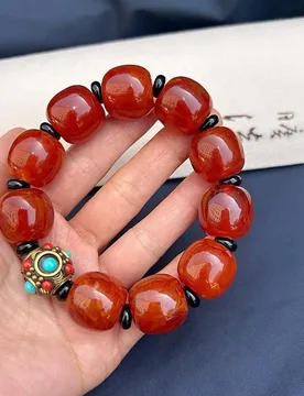 Raw -style bead bracelet barrel paired with Nepalese copper beads, single-loop orange peel old amber drum be - Aliexpress - FashionsVida
