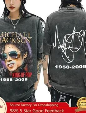 Classic Michael Jackson King of Pop Washed Vintage T-shirt Men Women Fashion Retro Rock T-shirts Men's Hip Hop Oversized T Shirt - Aliexpress - FashionsVida