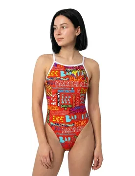 Barcelona Lights Swimsuit Red L Women - TURBO - FashionsVida