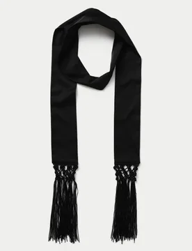 Black Tuxedo Tassel Skinny Scarf Black female - M&S - FashionsVida