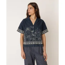 Indi & Cold - Blusa de mujer cuello camisero manga corta