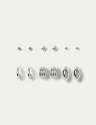 Pack Silver Tone Earrings Silver female