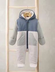 Pure Cotton Colour Block Lightweight Pramsuit (7lbs-12 Mths) Blue male