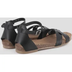 Sandalias de tiras de mujer de piel con cierre de hebilla
