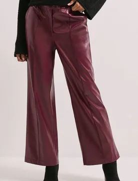 Women's Faux Leather Wide Leg Trouser in Burgundy Size: 16 - Burgundy - Size: 16 - Dorothy perkins - FashionsVida