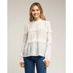 Blusa de mujer semitransparente con encaje