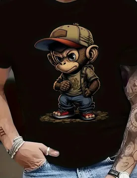 Fashoin Short Sleeve T-shirt For Men Loose Fit Monkey Graphic Pullover Men Tshirts High Elastic Casual 3D Printed Men's Clothing - Aliexpress - FashionsVida