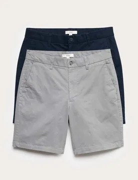 Pack Regular Fit Stretch Chino Shorts Ash Grey male - M&S - FashionsVida