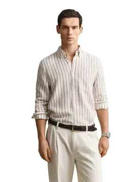 Camicia A Maniche Lunghe 3260055 Linen Regular Fit Cream L - Gant - FashionsVida
