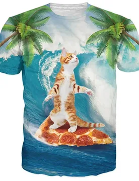 Fun Surf Cat T-shirt 3D Printed Men Women O Collar Short Sleeve T-shirt Fashion Casual Street Harajuku Children's Clothing - Aliexpress - FashionsVida