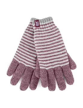 Womens Striped Thermal Gloves - - Size: M-L - Heat Holders - FashionsVida