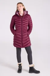 Florence' Womens Long Padded Jacket Water Resistant Winter Coat Burgundy Polyamide - Size 22 Uk