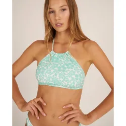 Top de bikini anudado al cuello con estampado floral