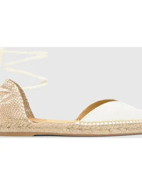 Alpargatas con cintas de mujer planas Brava con pala en v y suela de yute - Castañer - FashionsVida