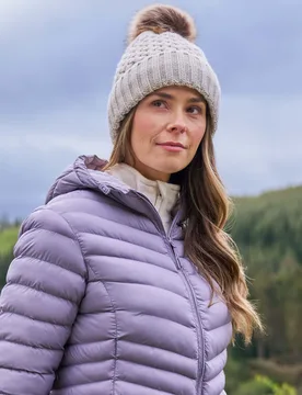 Lisbon Borg Lined Womens Thermal Pom-Pom Beanie - Beige - Beige - Size: ONE - Mountain Warehouse - FashionsVida
