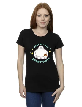 Women's Big Hero 6 Baymax Hugs Everyday Cotton T-Shirt in Black Size: Medium - Black - Size: M - Disney - FashionsVida