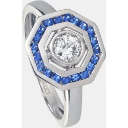 Anillo de oro con diamantes y zafiro