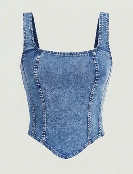 Blusa de mezclilla casual y versátil para uso diario M - Shein - FashionsVida