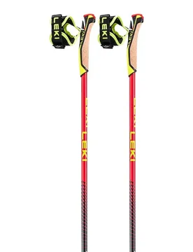 Bâtons Mezza Ultralite Naturalcarbon / Bright Red / Neonyellow 125 cm Homme - Leki Alpino - FashionsVida