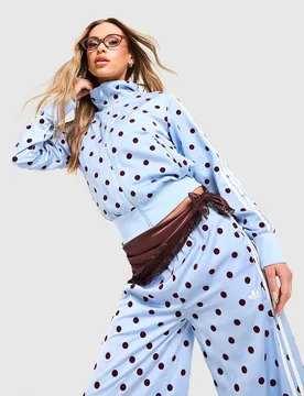Womens Polka Dot Firebird Track Top - Blu, blu blu Donna taglia L - Adidas - FashionsVida