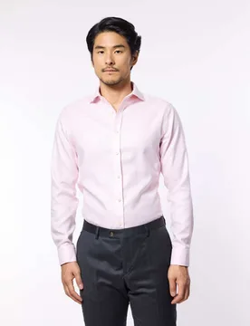 Slim Fit Non-Iron Pure Cotton Textured Shirt Pink Mix male - Hawes & Curtis - FashionsVida