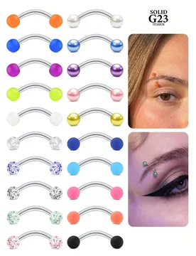 Piezas de anillos de ceja de aleación de titanio de 16G, pernos de ceja con bola transparente, aro curvo, pendientes de cartílago, joyería de perfo - Shein - FashionsVida
