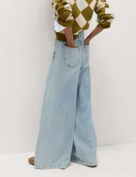 Lyocell™ Blend Wide Palazzo Leg Jeans Light Indigo female