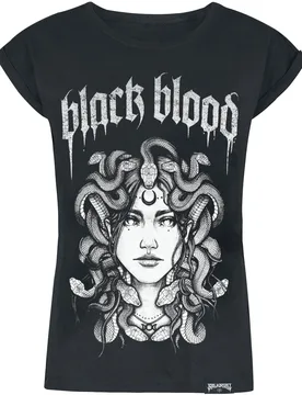 Gothic T-Shirt - Medusa - S bis L - für Damen - Größe L - schwarz - Frauen - female - Black Blood by Gothicana - FashionsVida