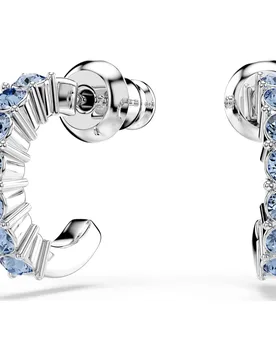 Orecchini Mini Hoop, Taglio Round, Blu, Placcato rodio OS - Swarovski - FashionsVida