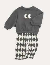Cotton Rich Top & Bottom Outfit (0-5 Yrs) Black Mix male