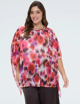Túnica de mujer de georgette con estampado acuarela cierre con botón en la parte trasera y ajuste cómodo - Fiorella Rubino - FashionsVida