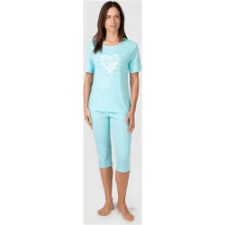 Pijama completo de mujer manga corta estampado corazón