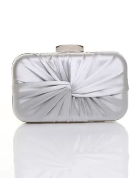 Women's Evening Pleated Satin Bridal Wedding Prom Party Clutch Bag in Silver - Silver - Size: One Size - Ajvani - FashionsVida
