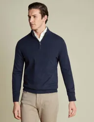 Pure Cashmere Half Zip Jumper Navy male