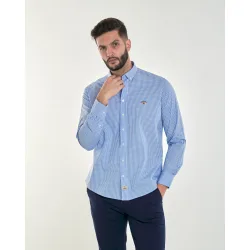 Camisa popelín de hombre corte regular estampado cuadros vichy color claro