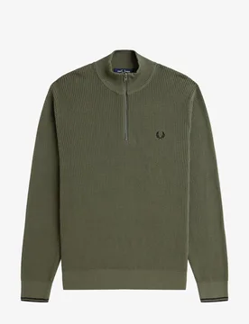 WAFFLE STITCH HALF ZIP JUMPER male - L - FashionsVida