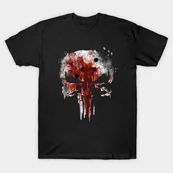 Creative Design Bloody Skull with Bullet Holes T-Shirt 100% Cotton O-Neck Summer Short Sleeve Casual Mens T-shirt Size S-3XL