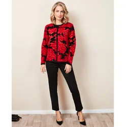 Pagen Jacquard-Pulli rot-schwarz
